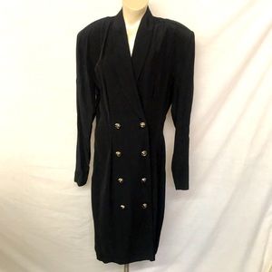 Vintage Knapp Studio Black Double Breasted Dress Size 9